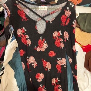 Floral Black and Red Blouse